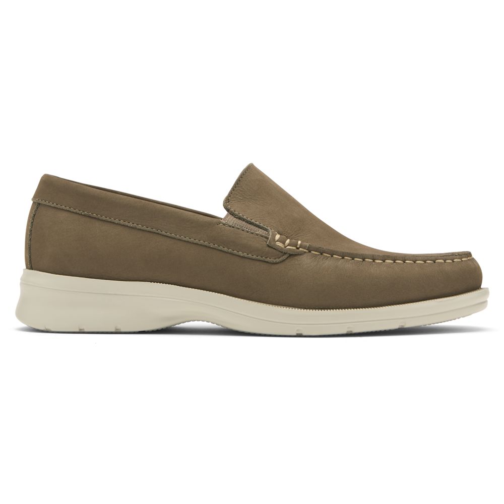 Mocasini Barbati Rockport Palmer Venetian Slip-Ons Kaki - Romania 0539-HQYMK